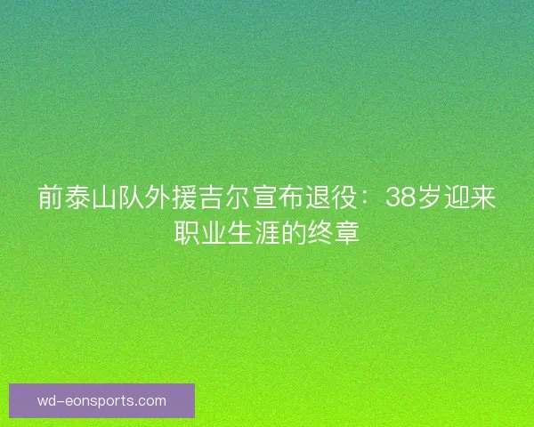 前泰山队外援吉尔宣布退役：38岁迎来职业生涯的终章